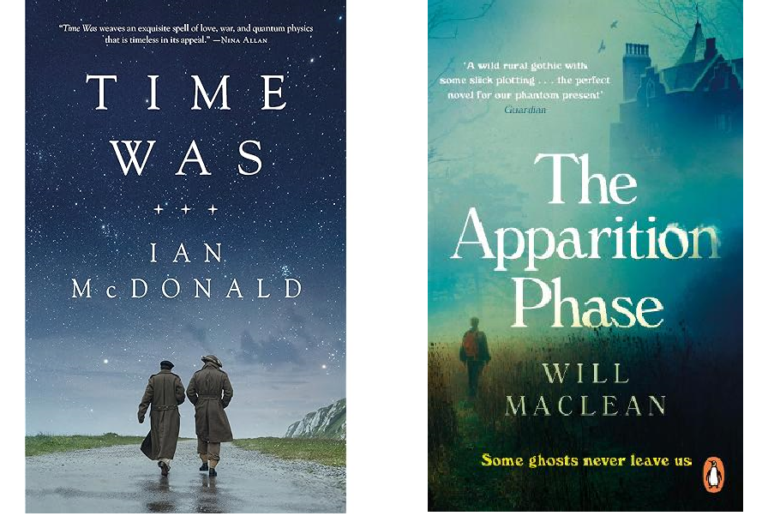 Time Was by Ian McDonald and The Apparition Phase by Will Maclean - book covers side by side