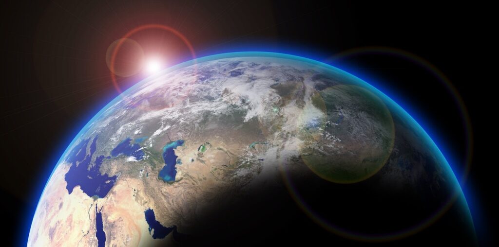 earth, space, sun