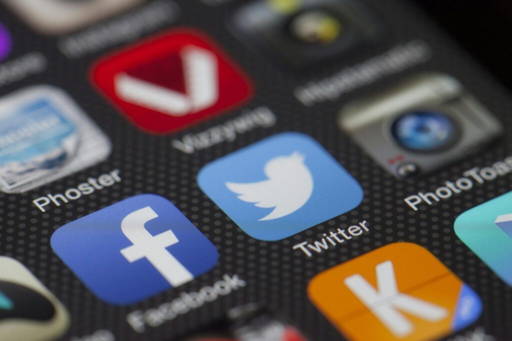 social media icons on a screen