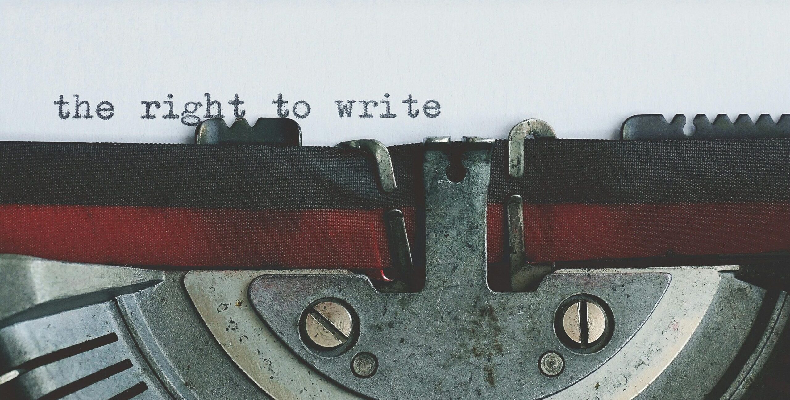 Typewriter typing THE RIGHT TO WRITE
