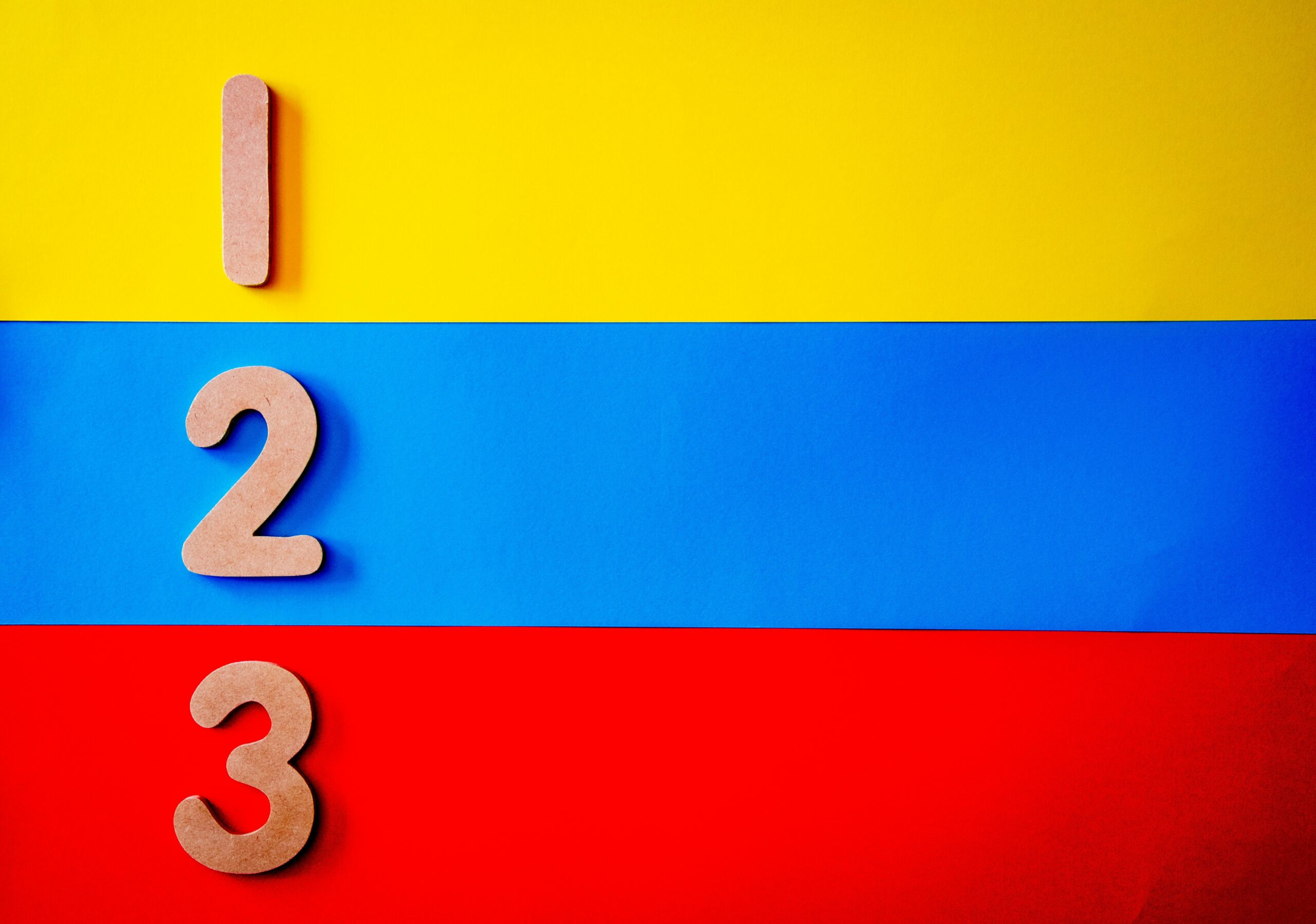 numbers 1-3 on striped background