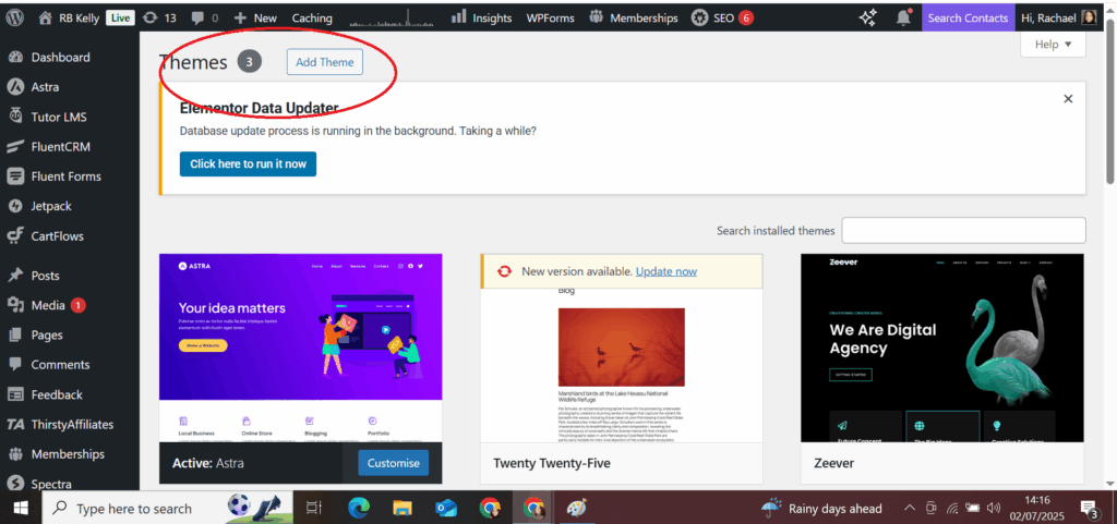 adding themes in WordPress website design