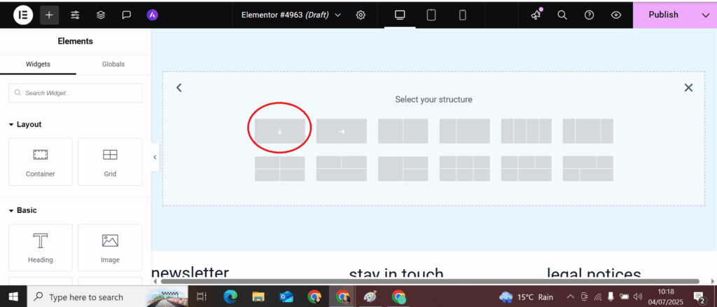 choosing a structure for flexbox in Elementor website design