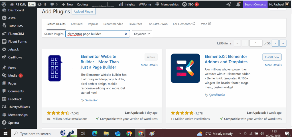 elementor website builder wordpress site design