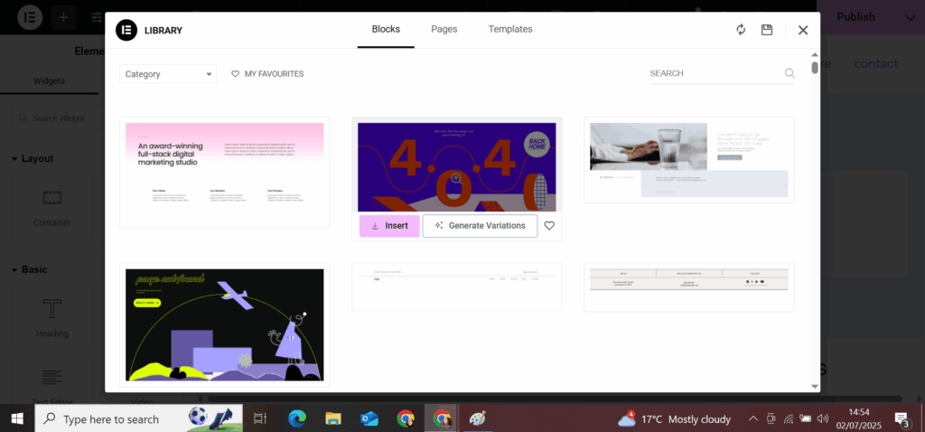 elementor templates