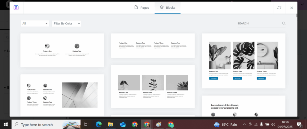 blocks for use in WordPress website design via Starter Templates