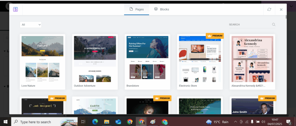 starter templates in WordPress website design