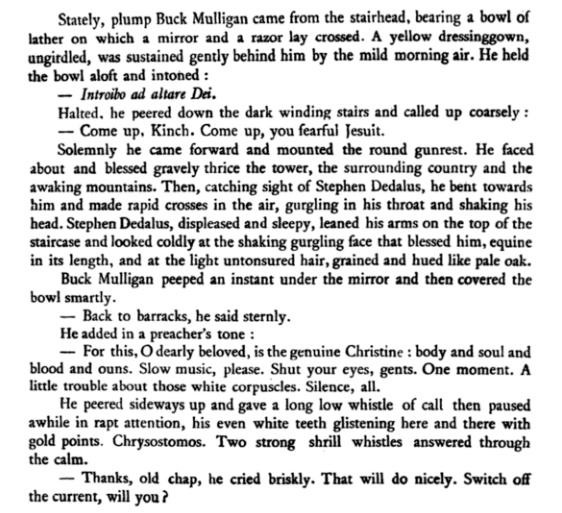 excerpt from James Joyce Ulysses